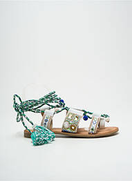 Tongs tissage satiné talon plat jusqu'à 3cm vert MOLLY BRACKEN femme