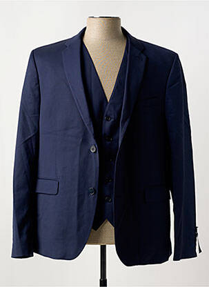Blazer finition intérieure doublure imprimée bleu AZZARO homme