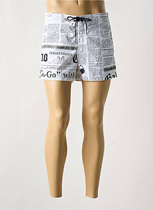 Short de bain tissage popeline blanc JOHN GALLIANO homme