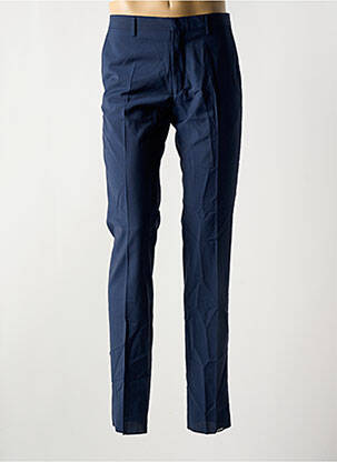 Pantalon slim taille à pinces taille haute bleu AZZARO homme