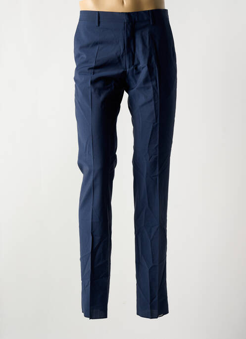 Pantalon slim taille à pinces taille haute bleu AZZARO homme