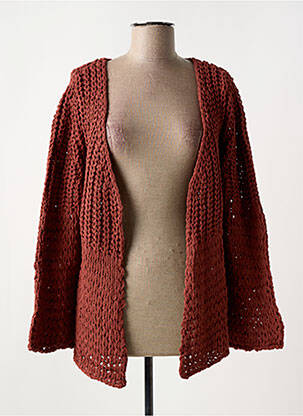 Gilet manches longues coupe cintrée marron HEINE femme