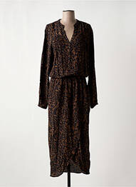 Robe longue manches longues manches longues marron ELORA femme