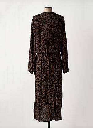 Robe longue manches longues manches longues marron ELORA femme