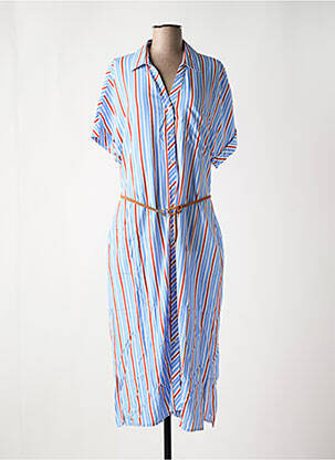 Robe longue manches courtes manches courtes bleu ELORA femme