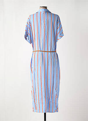 Robe longue manches courtes manches courtes bleu ELORA femme