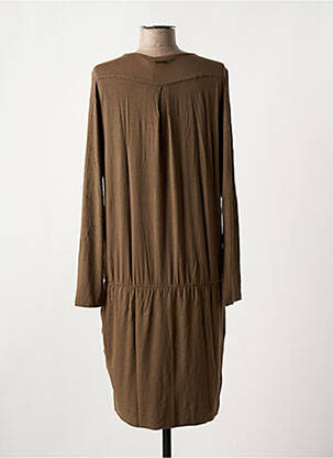 Robe mi-longue manches longues manches longues marron ELORA femme
