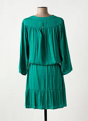 Robe courte coupe fluide manches longues vert ELORA femme