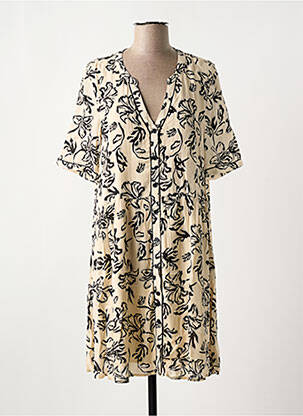Robe courte coupe fluide manches courtes beige ELORA femme