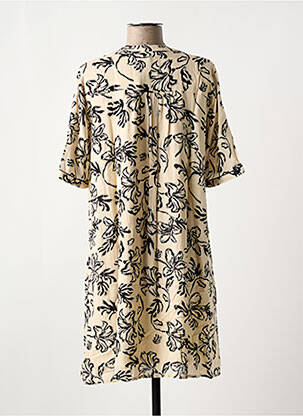 Robe courte coupe fluide manches courtes beige ELORA femme