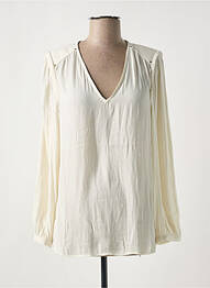 Blouse poignets boutonnés avec fente manches longues beige ELORA femme