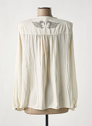 Blouse poignets boutonnés avec fente manches longues beige ELORA femme