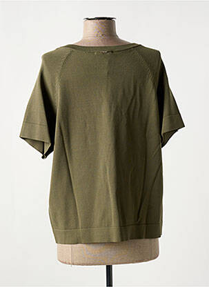 Pull coupe cintrée manches courtes vert ELORA femme