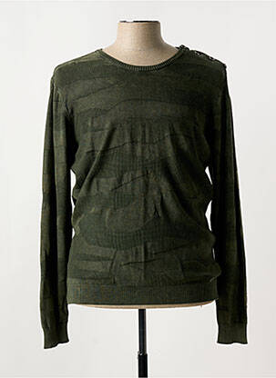 Pull tissage chiné manches longues vert ELORA homme