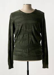 Pull tissage chiné manches longues vert ELORA homme