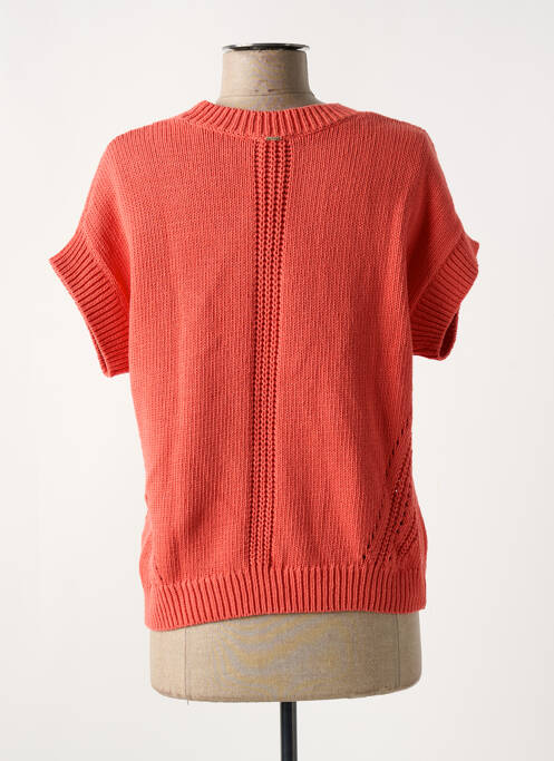 Pull col v manches courtes orange ELORA femme