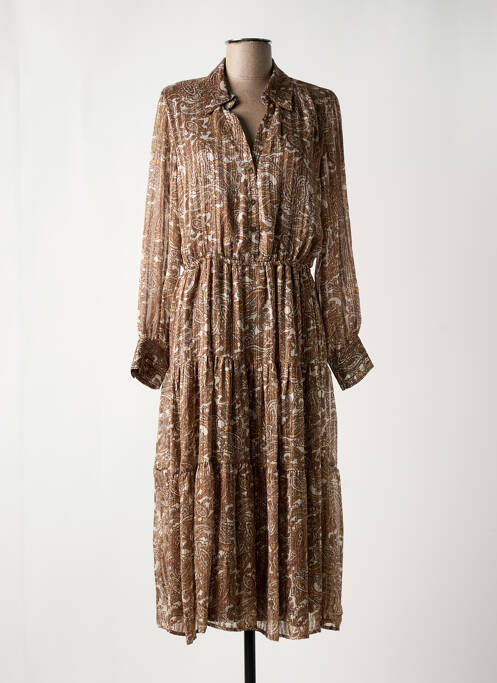 Robe mi-longue marron ELORA pour femme