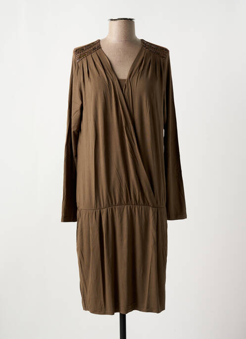 Robe mi-longue marron ELORA pour femme