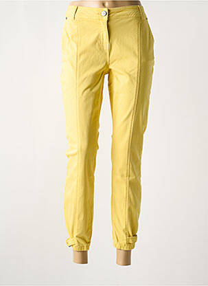 Pantalon slim tissage popeline taille normale jaune ELORA femme