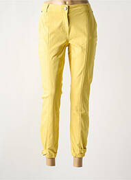 Pantalon slim tissage popeline taille normale jaune ELORA femme