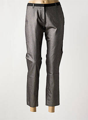 Pantalon 7/8 fermeture zippée sous rabat avec crochet taille normale noir ELORA femme