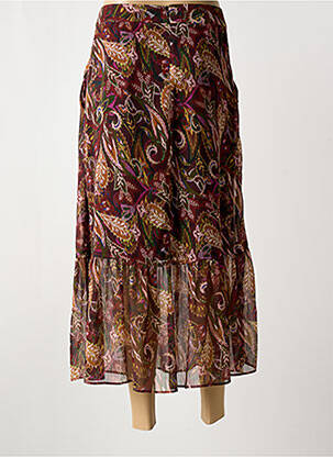 Jupe longue tissage crêpe rouge ELORA femme