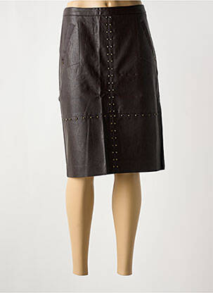 Jupe mi-longue coupe droite marron ELORA femme