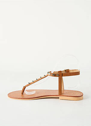 Tongs matière lisse talon plat jusqu'à 3cm marron ELORA femme