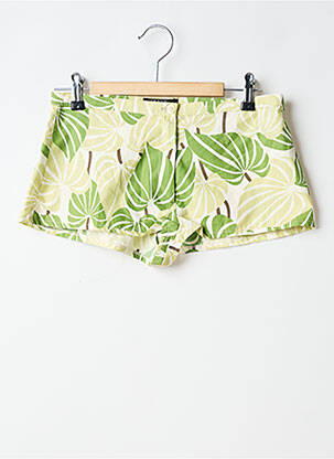 Short fermeture zippée sous rabat boutonné taille basse vert LAURA URBINATI femme