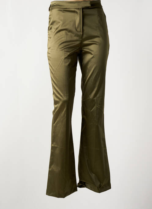 Pantalon flare fermeture zippée sous rabat avec crochet taille normale vert LAUREN VIDAL femme