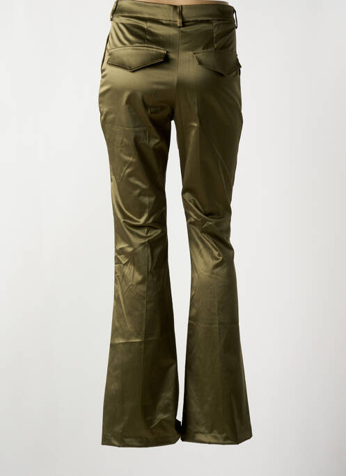 Pantalon flare fermeture zippée sous rabat avec crochet taille normale vert LAUREN VIDAL femme