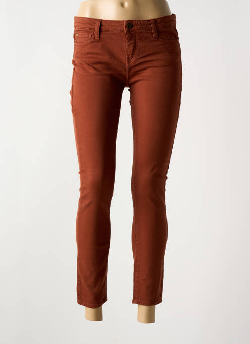 Jeans coupe slim stretch taille basse marron ACQUAVERDE femme
