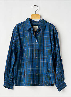 Chemisier tissage popeline manches longues bleu BELLEROSE fille