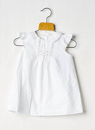 Robe mi-longue doublure manches courtes blanc CYRILLUS fille