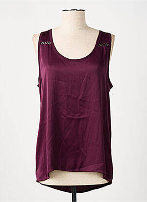 Top coupe fluide sans manche violet PABLO femme
