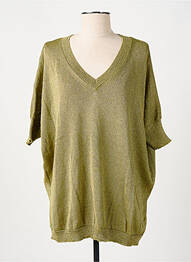 Pull col v manches 3/4 vert MAISON ANJE femme