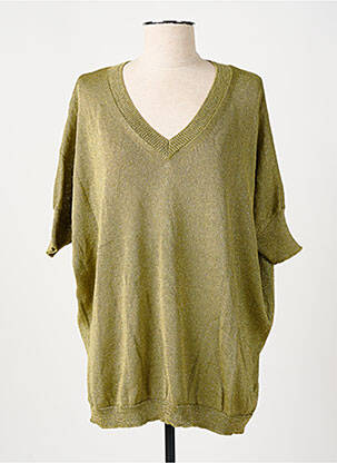 Pull col v manches 3/4 vert MAISON ANJE femme