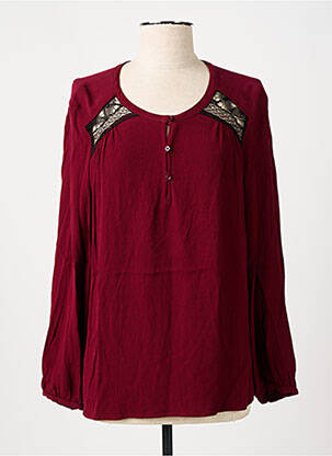 Blouse col rond manches longues rouge PABLO femme