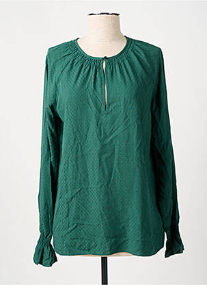 Blouse tissage popeline manches longues vert CYRILLUS femme