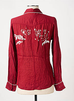 Chemisier tissage crêpe manches longues rouge PABLO femme