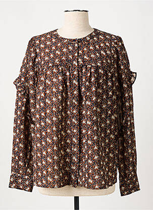 Chemisier tissage crêpe manches longues marron SEE U SOON femme