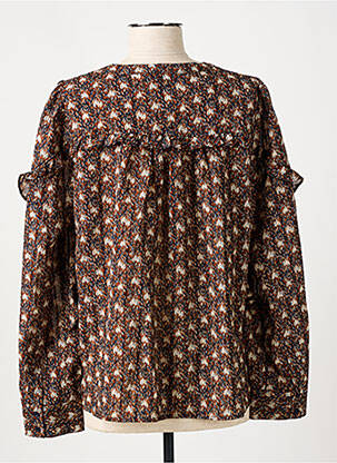 Chemisier tissage crêpe manches longues marron SEE U SOON femme