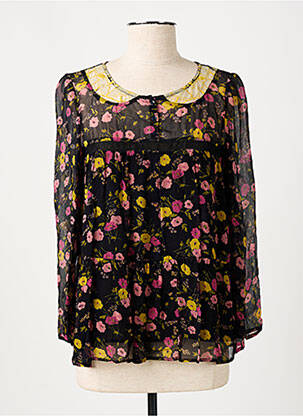 Blouse légère et transparente manches longues noir PABLO femme