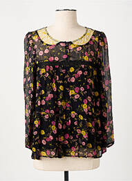 Blouse légère et transparente manches longues noir PABLO femme