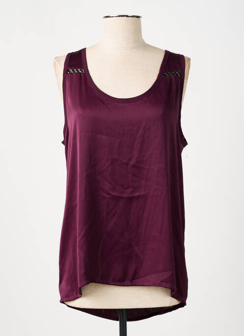 Top coupe fluide sans manche violet PABLO femme