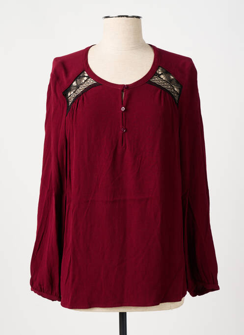 Blouse col rond manches longues rouge PABLO femme