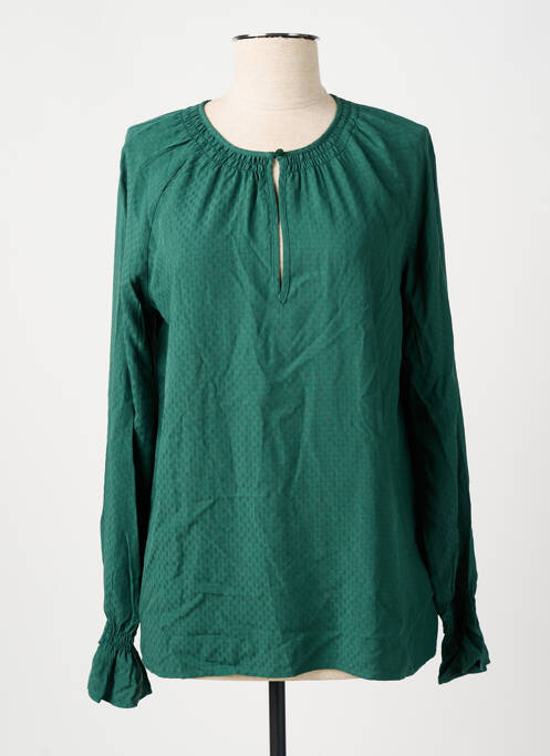 Blouse tissage popeline manches longues vert CYRILLUS femme