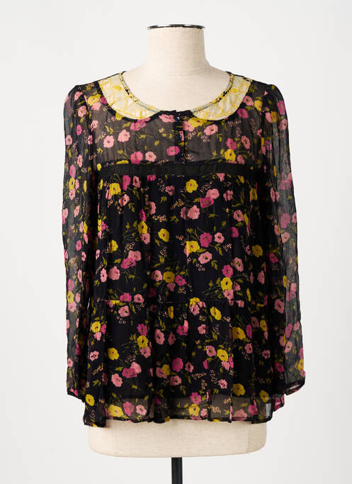 Blouse légère et transparente manches longues noir PABLO femme