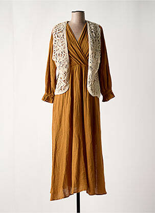 Robe longue manches longues manches longues marron LOUIZON femme