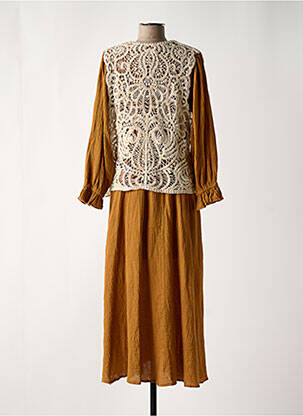 Robe longue manches longues manches longues marron LOUIZON femme